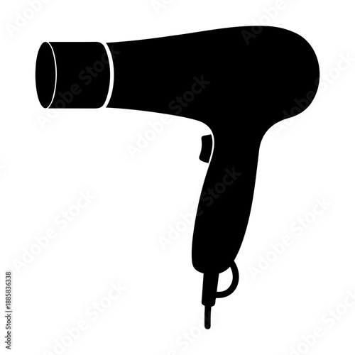 Black hair dryer silhouette icon isolated on transparent background for beauty and salon concepts