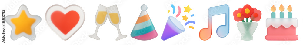 Fototapeta premium Colorful festive celebration icons