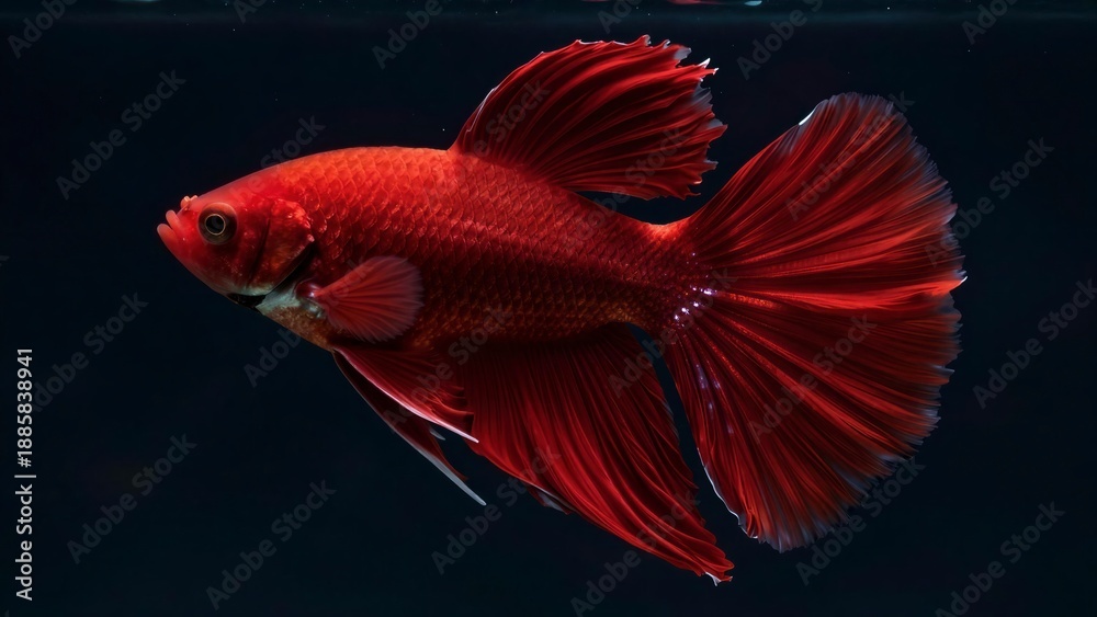 Obraz premium Title: Red Fighting Fish in Aquarium