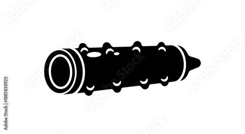 Black silhouette icon of a studded or ribbed condom for contraception.