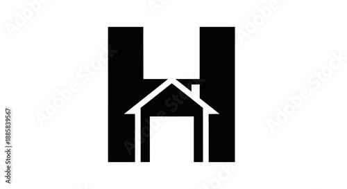 Creative letter H logo with a negative space house icon.