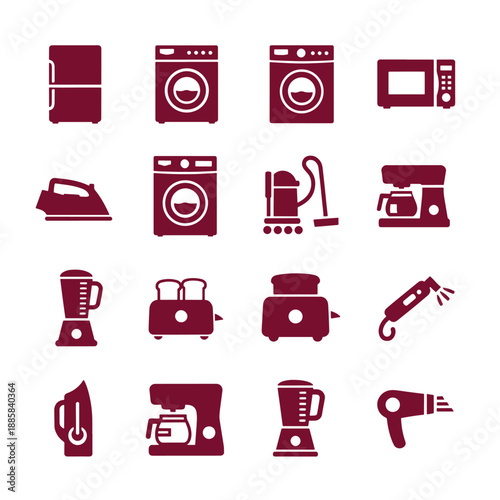 Maroon household appliance on white background appliances microwave washing