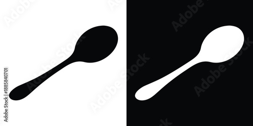 Spoon vector silhouette, spoon icon sign, wooden spoon silhouette vector
