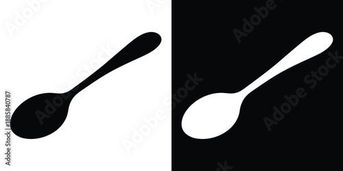 Spoon vector silhouette, spoon icon sign, wooden spoon silhouette vector