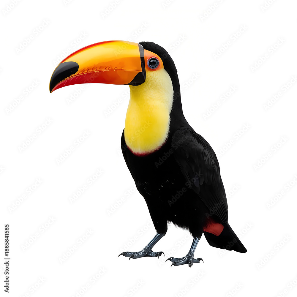 Fototapeta premium Realistic tropical toucan bird illustration on white background