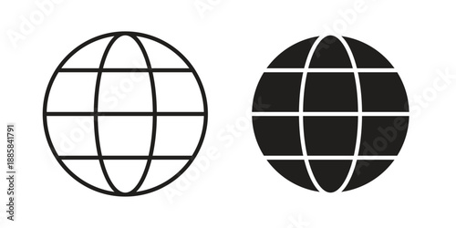 Globe icon elements. A modern flat and line icons set