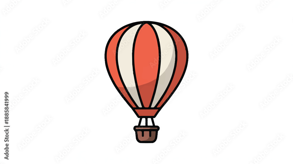 Obraz premium A simple cartoon illustration of a hot air balloon in a minimalist style (2)_traced