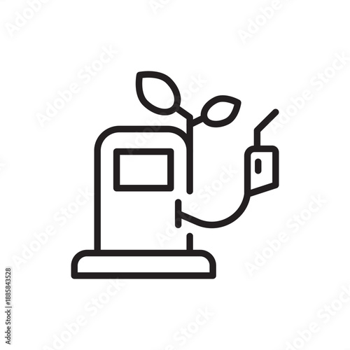 Biofuel pump icon. Renewable energy and green agricultural logistics, representing biodiesel stations, ethanol fuel dispensers, plant-based power, and sustainable carbon-neutral farming practices.