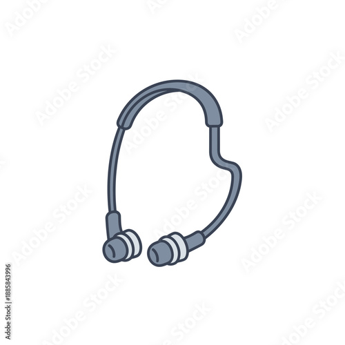 Headband Style Ear Plugs Vector Icon for Industrial Hearing Protection and Noise Safety Gear