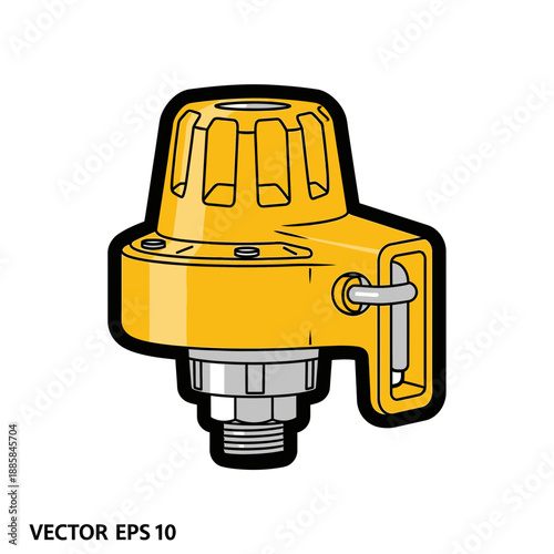 Pneumatic Air Regulator Lockout Device Yellow Plastic Vector Icon for Industrial Safety Gear