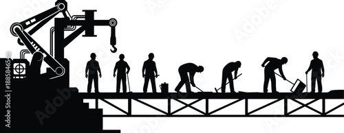Construction Industry Workforce Labor Engineering Machinery Infrastructure Building Crane Workers Safety Teamwork Progress Development Project Site 