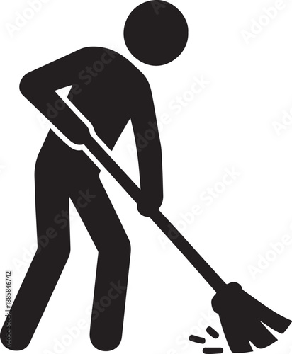 Person Sweeping with Broom and Dustpan