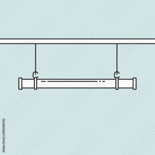 Simple Single Level Horizontal PVC Pipe Hydroponic Vector Line Art for Gardening System Design