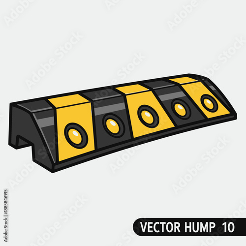 Speed Hump Rubber Section with Reflector Vector Art for Road Safety and Traffic Control Device