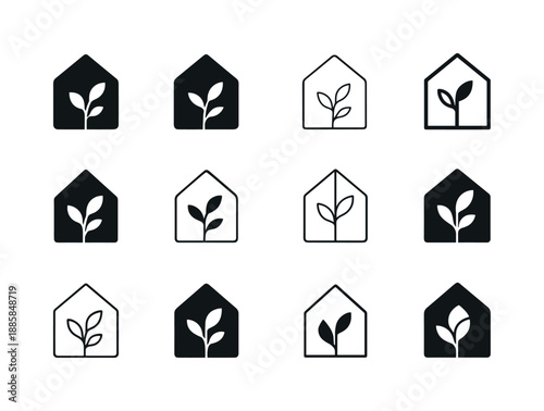 Minimalist Emblem Icons. Minimalist lifestyle and decluttering trends. Icon set. Set Logo of minimalist lifestyle and decluttering trends: minimalist home.