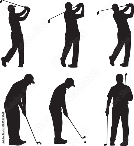 Golf swing silhouette sequence illustration