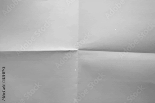 White folded paper texture background with cross crease lines, vector illustration. Clean wrinkled blank sheet with fold marks, perfect for document or poster mockup design.