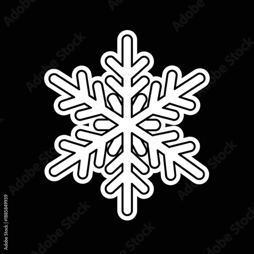 Blue Snowflake Sticker Icon Winter Holiday Decoration Symbol