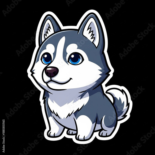 Cute Husky Dog Sticker Character Cartoon Pet Illustration