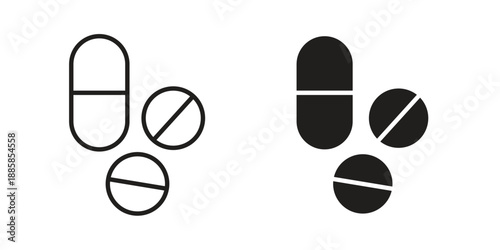 Pill icon elements. A modern flat and line icons set