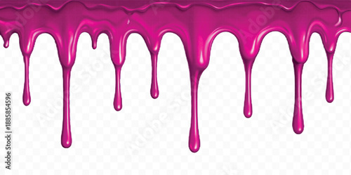 realistic 3d liquid paint dripping down in different color style isolated on transparent background
