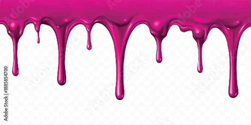 realistic 3d liquid paint dripping down in different color style isolated on transparent background