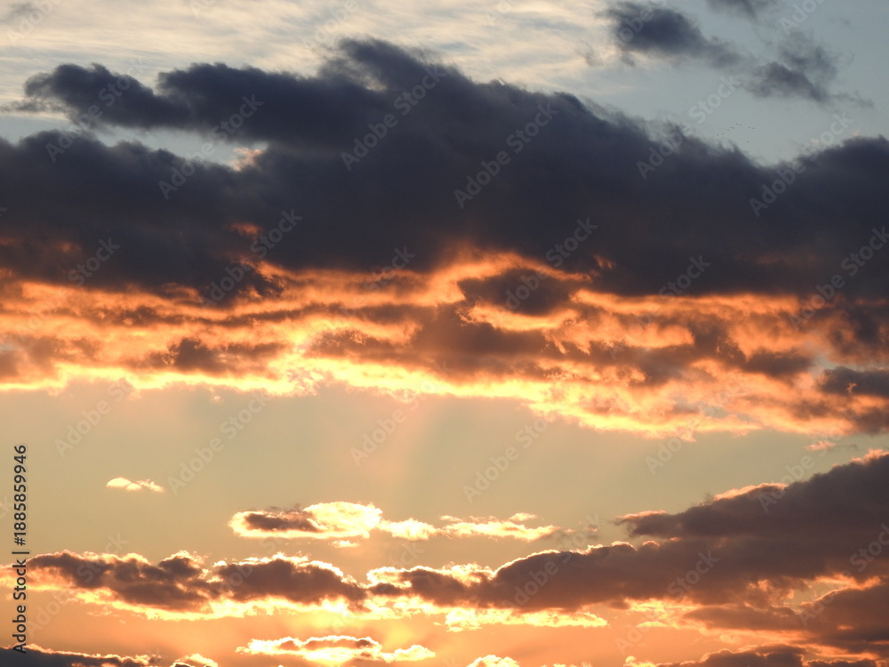 Obraz premium The serene beauty of winter clouds, with a heavenly appeal. Skies over Kent County, Delaware. Cloudscape.
