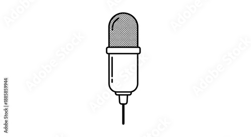 Simple line drawing of a microphone on a white background.