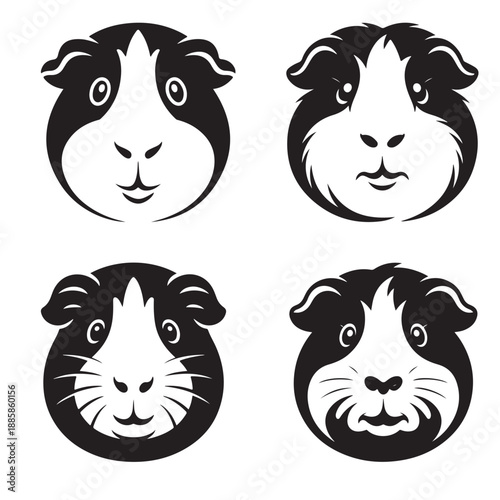 Guinea pig face silhouette vector illustration with clean minimalist lines