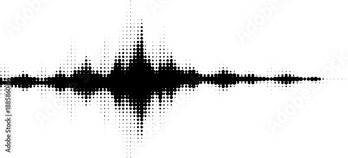 Vector retro grunge sound wave pattern. Audio equalizer halftone design with pulse effect