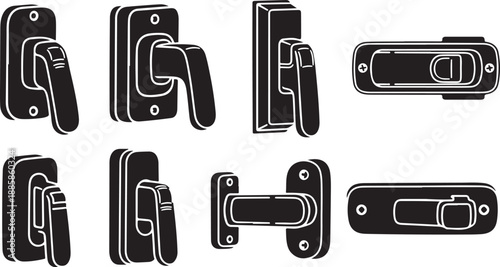 Collection of various door handles and locks illustrated