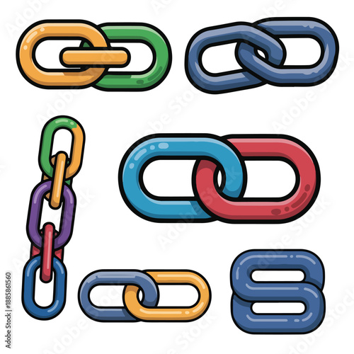 Colorful Cartoon Chain Links Illustration.