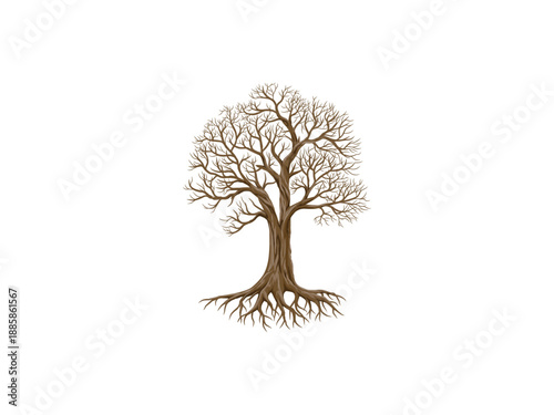 dry tree vector illustrations isolated, dead tree, big tree without leaves