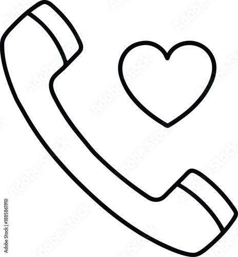 Tableau sur toile Romantic Phone Call Icon with Hearts on White Background