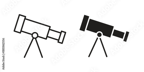 Telescope icon elements. A modern flat and line icons set