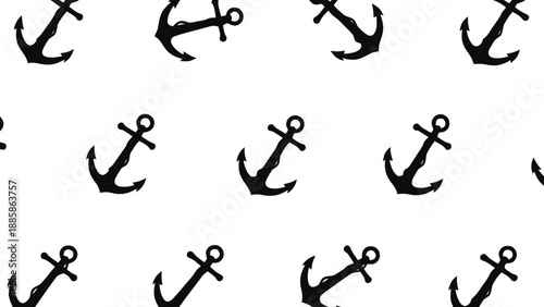 Black anchor seamless pattern vector
