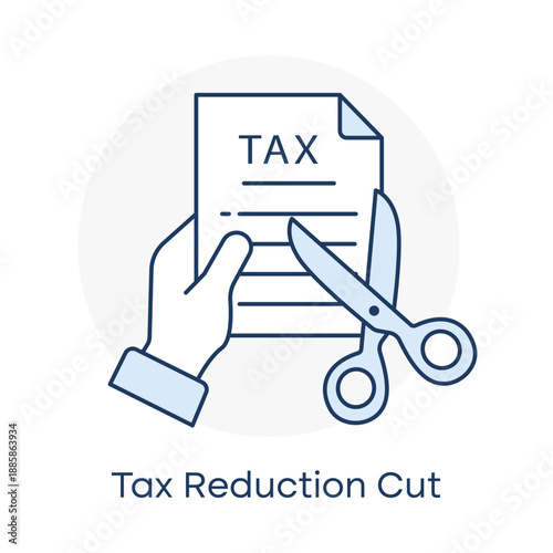Tax reduction policy and financial deduction concept icon with editable stroke.