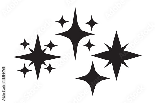 Simple black sparkle and shine effect vector set