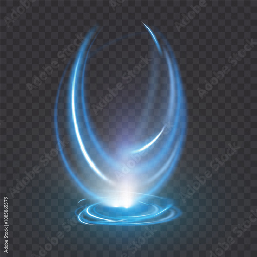 A glowing circular ring of light with a soft blur effect and a blue glow. Suitable for overlaying HUD effects, interfaces, and backlighting on both dark and light backgrounds. 