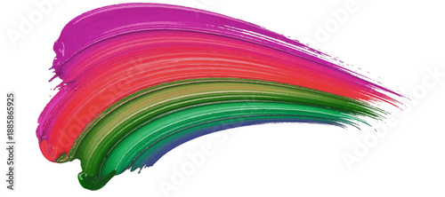 Vibrant Rainbow Paint Streak Over White Background for Art and Design creativity and imagination. 