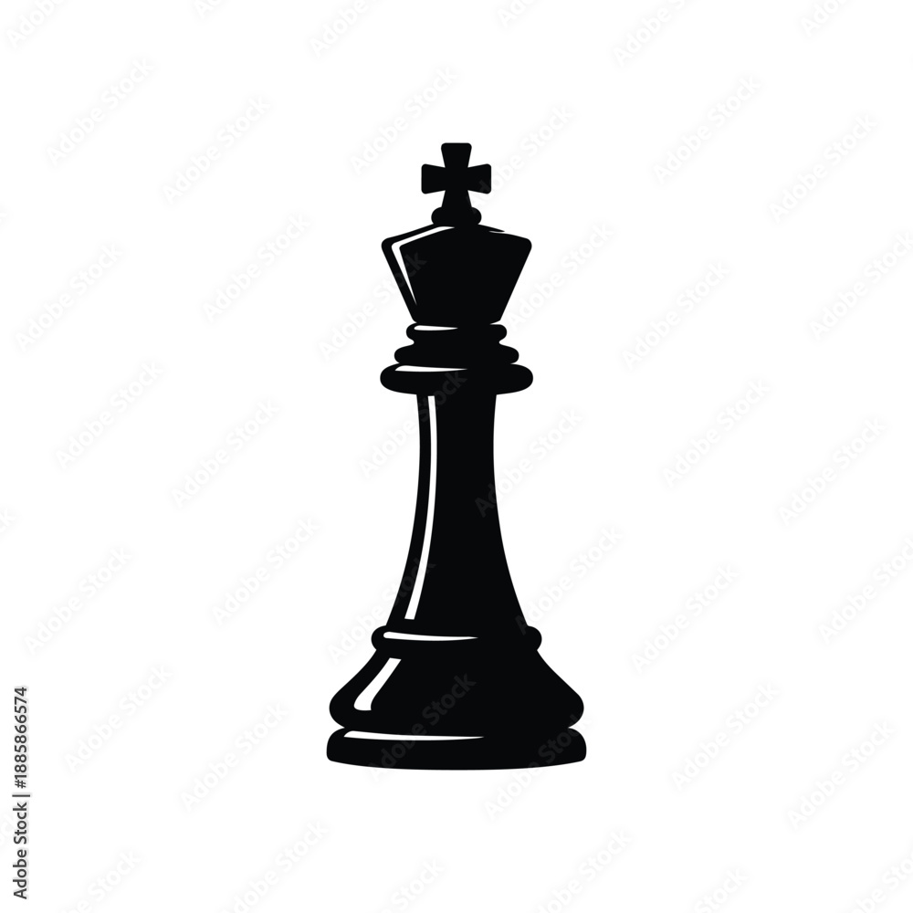 Fototapeta premium Black and white chess king icon minimalist vector illustration isolated on white background strategy symbol