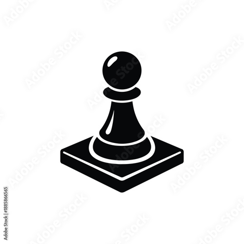 Black and white chess pawn icon minimal vector illustration on isolated background