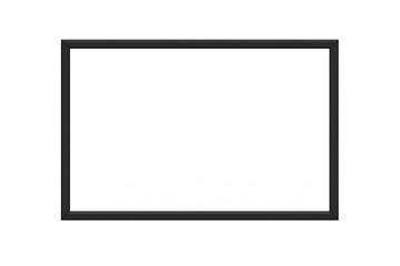 Simple black rectangular picture frame with minimalist thin border on transparent background for design mockups