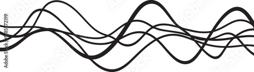 Black wavy lines on a white background abstract design