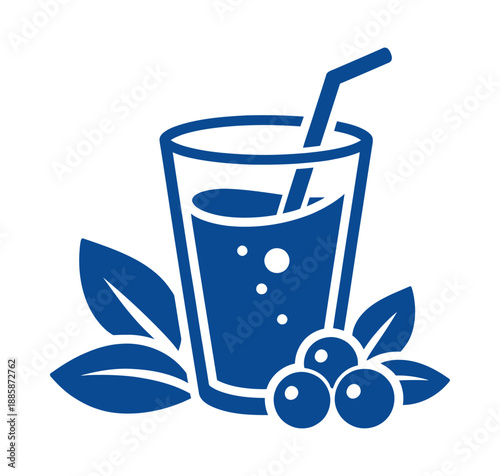 Simple icon illustration of a berry juice depicting a refreshing drink for healthy beverages