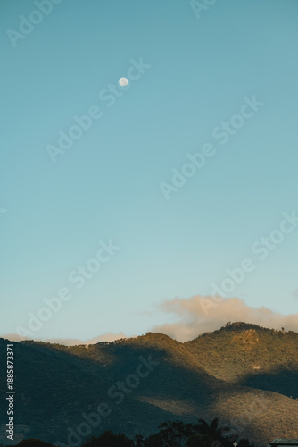 Moon Above Volcanic Highlands