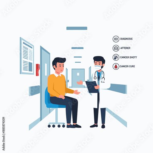 Doctor consulting with patient in a medical office setting.