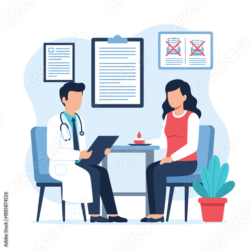 Doctor consulting with patient in a medical office setting.