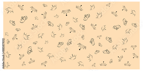 hand drawn crown doodle seamless pattern background, cute crown sketch pattern minimal royalty theme, whimsical crown line art repeat pattern vector design