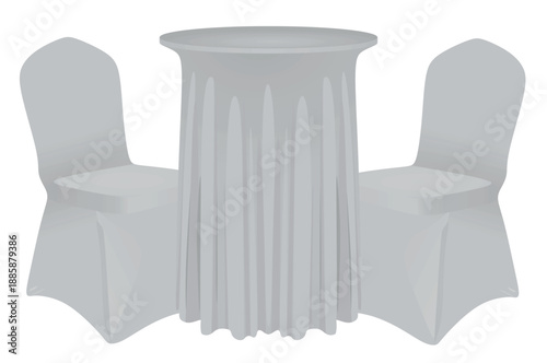 Round table and chairs covered. vector illustration